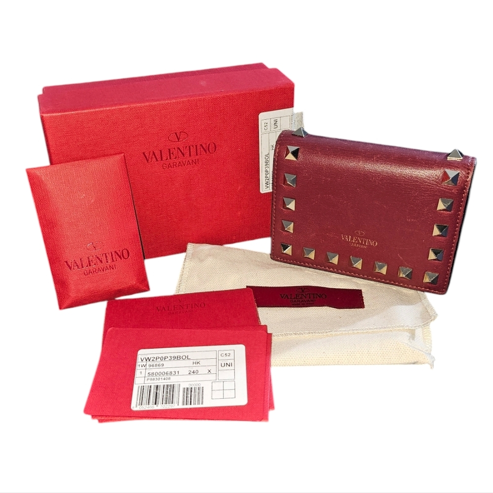 Authentic Valentino Garavani Red Rockstud Wallet